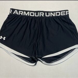 Girl’s UA Under Armour Play Up 2.0 Running Shorts Black White Size YL
